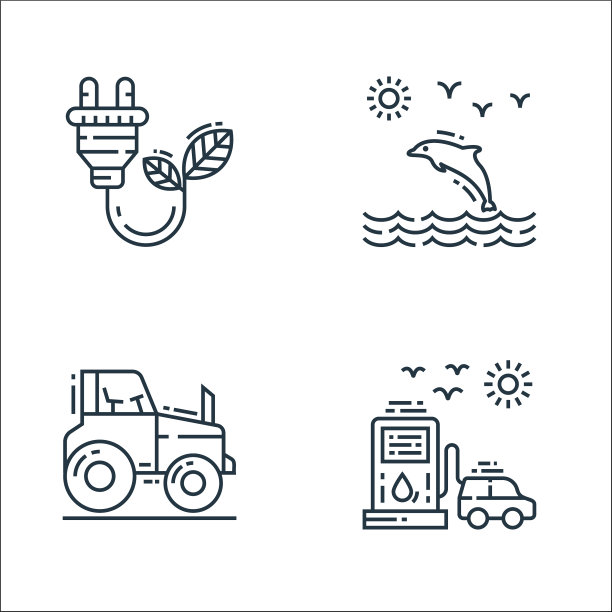 环境和生态线图标线性集质量图片下载