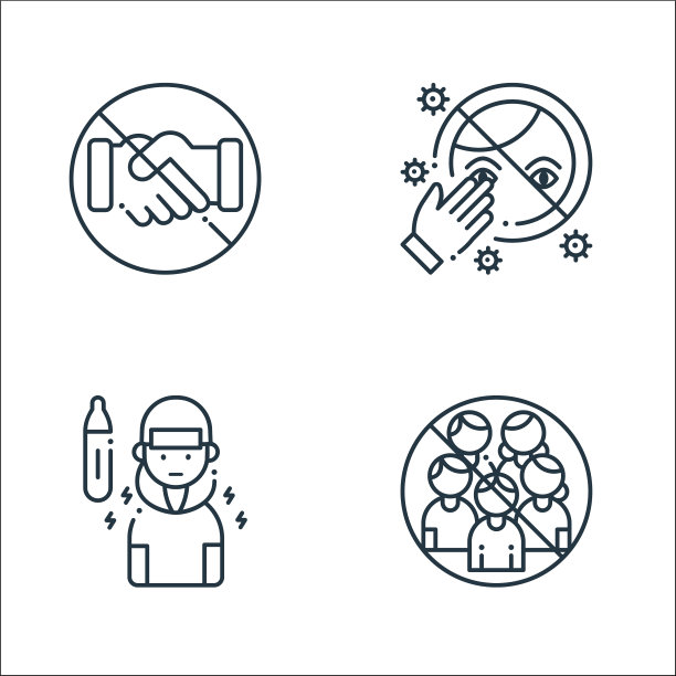 冠状病毒线图标线性集质量线图片下载