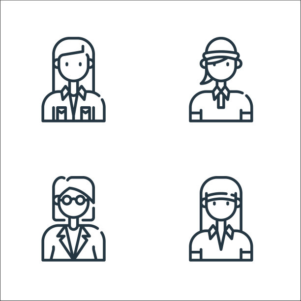 女性头像线图标线性设置质量线图片下载