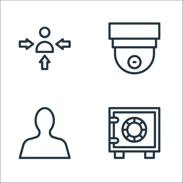 银行和金融线图标线性集质量图片下载