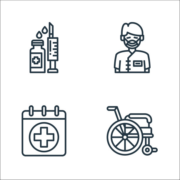 医院线图标线性集质量线集图片下载