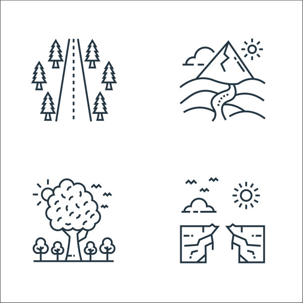 自然和景观线图标线性集合图片下载