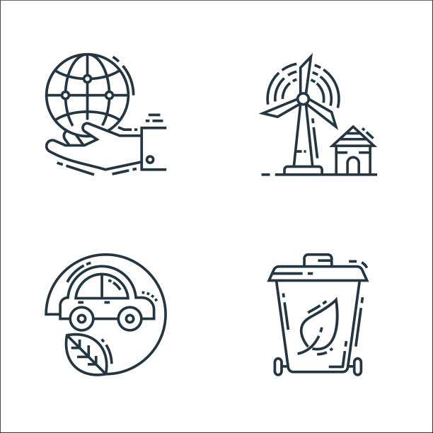 环境和生态线图标线性集质量图片下载