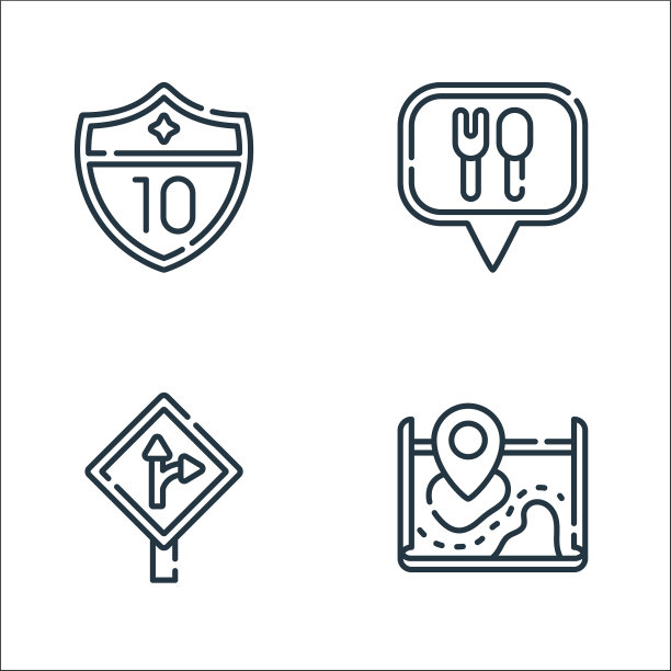 导航和地图线图标线性集的质量图片下载