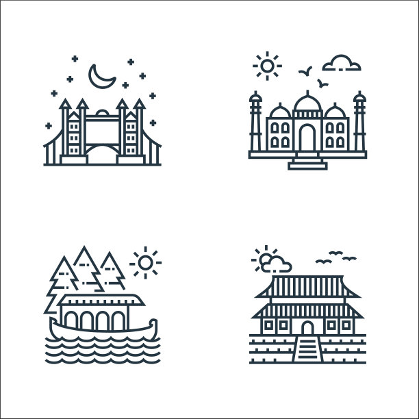 旅游线图标线性集质量线集图片下载