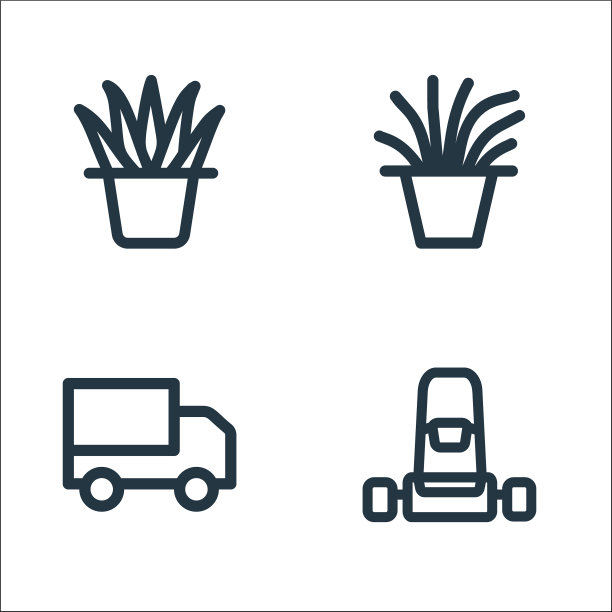 园林绿化设备线图标线性设置图片下载