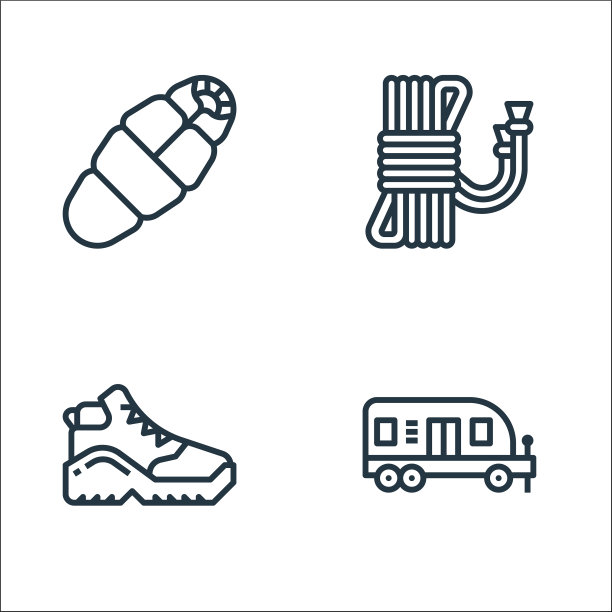 露营线图标线性集质量线集图片下载