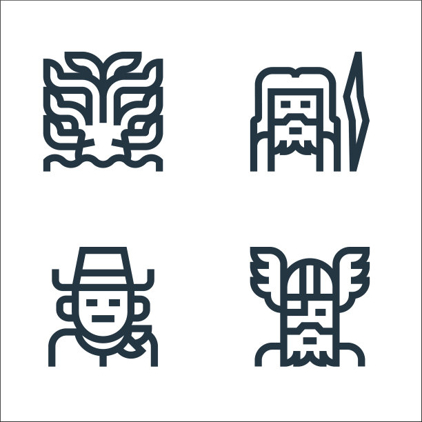 神奇的人物线条图标线性集合图片下载