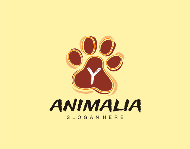 Y字母在爪子形状设计宠物标志设计狗图片下载