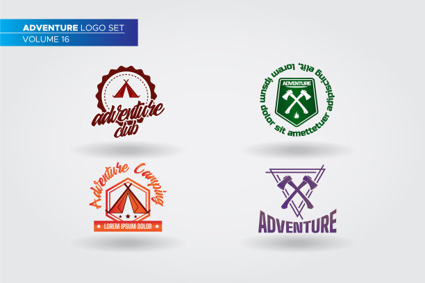 冒险标志设置模板帐篷和轴图片下载