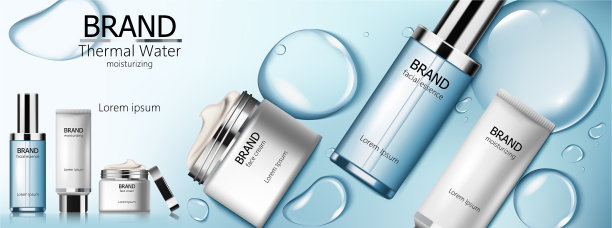 集热水化妆品与面部精华液图片下载