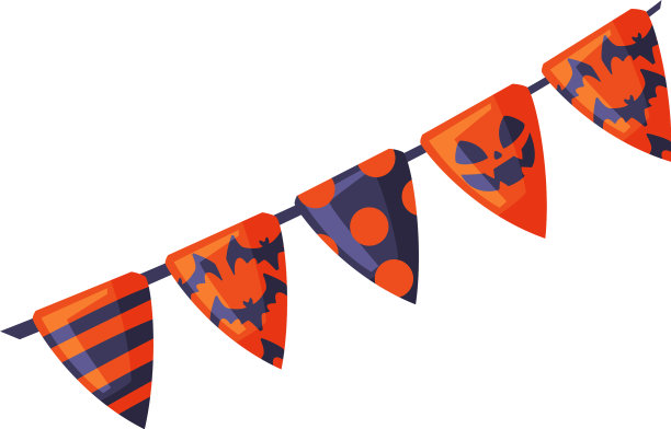 万圣节快乐三角派对旗帜花环图片下载