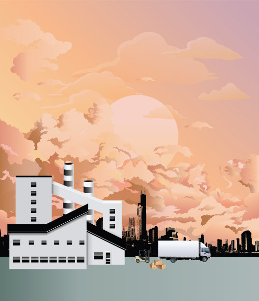 黎明时分的现代化工厂图片下载