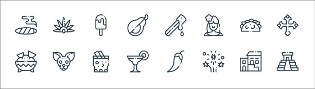 墨西哥线图标线性集质量线集图片下载