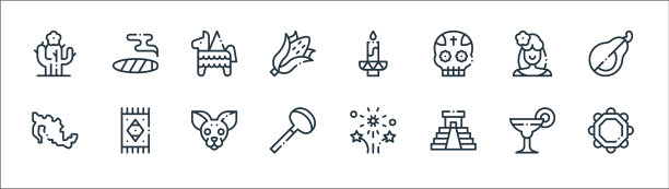 墨西哥线图标线性集质量线集图片下载