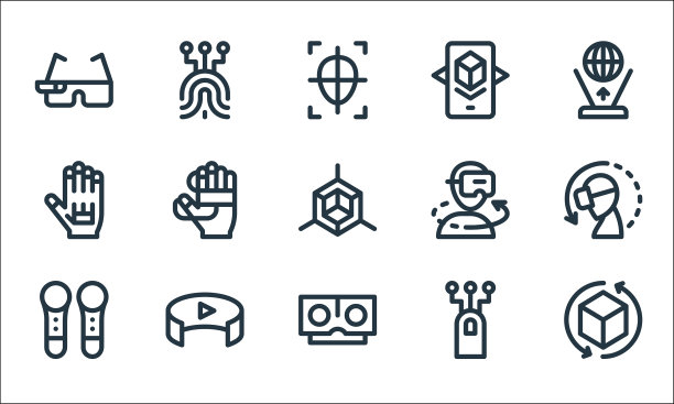 虚拟现实线图标线性设置质量图片下载