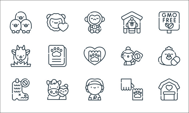 动物福利线图标线性设置质量线图片下载