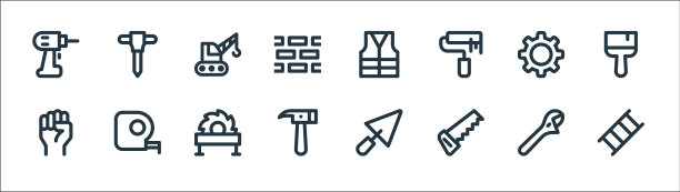 劳动节线图标线性集质量线集图片下载