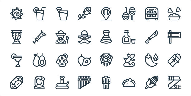 墨西哥线图标线性集质量线集图片下载