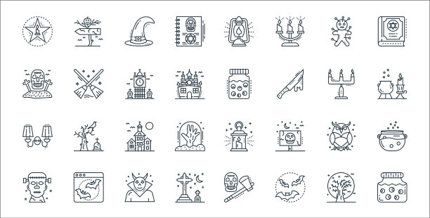 幽灵万圣节系列图标线性集质量图片下载