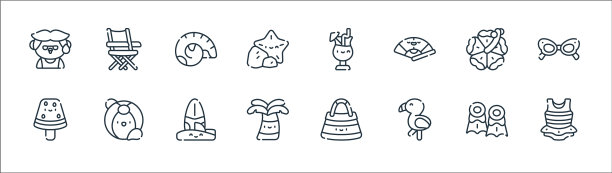 夏季线图标线性集质量线集图片下载