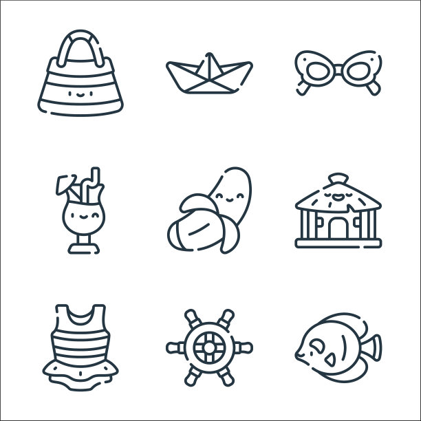 夏季线图标线性集质量线集图片下载