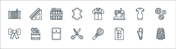 缝纫线图标线性集质量线集图片下载