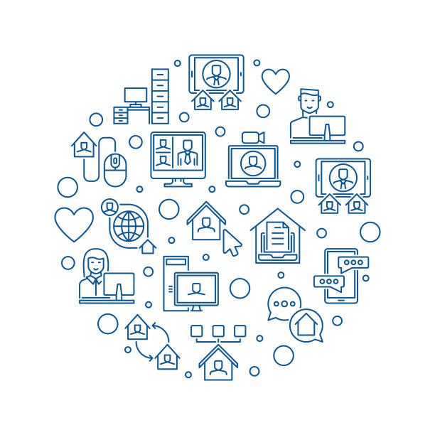 自由职业者工作细线概念圆图片下载