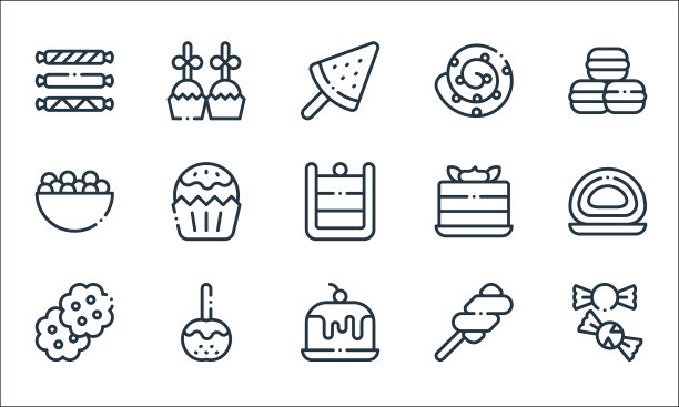 甜点糖果线图标线性设置质量图片下载
