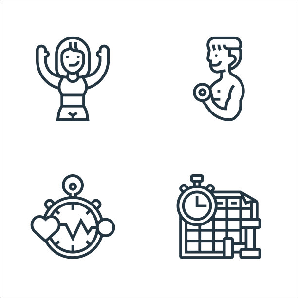 健康线图标线性集质量线集图片下载