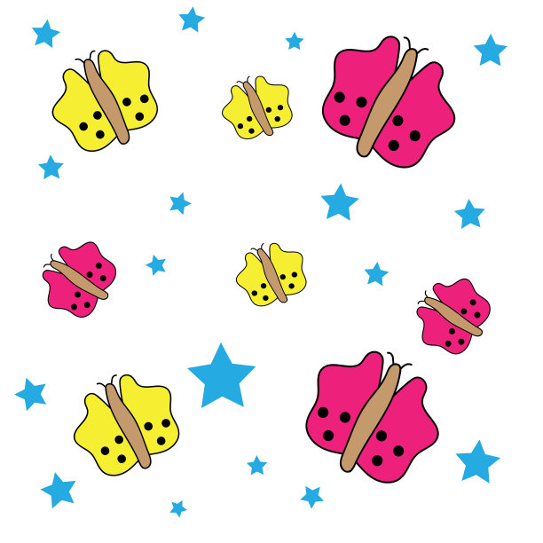 幼稚的图案与可爱的蝴蝶图片下载