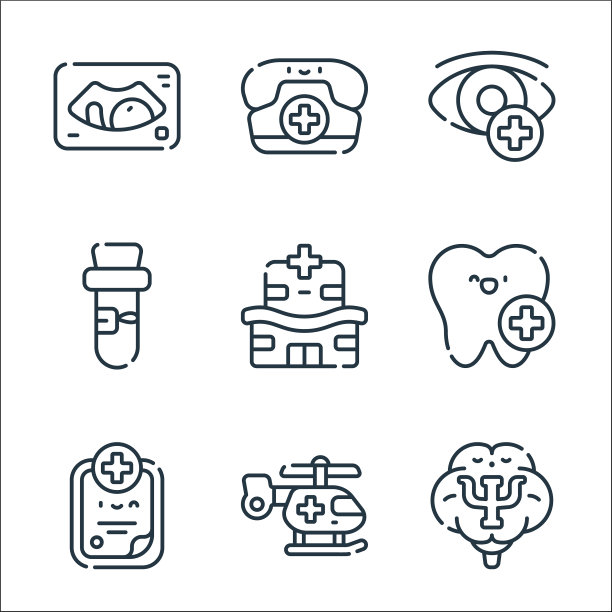 医疗服务线图标线性集质量图片下载