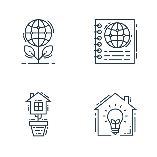 环境和生态线图标线性集质量图片下载