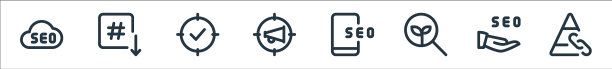 Web应用程序SEO线性图标集图片下载