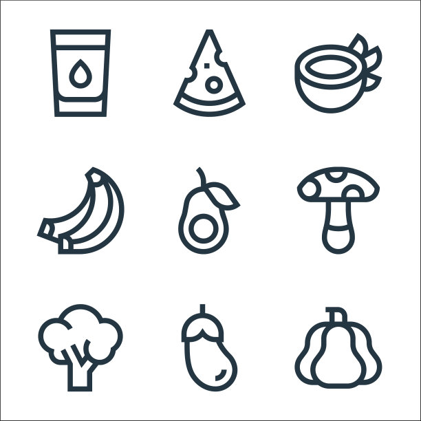 营养线图标线性集质量线集图片下载