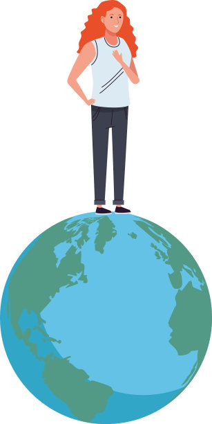 年轻的女游客在世界星球的性格图片下载