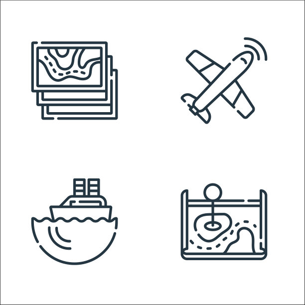 导航和地图线图标线性集的质量图片下载