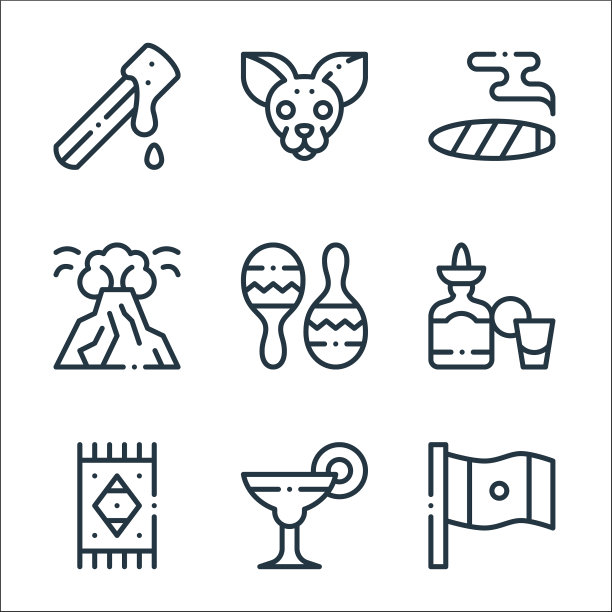 墨西哥线图标线性集质量线集图片下载