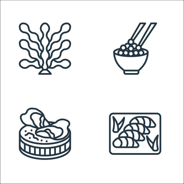 海鲜线图标线性集质量线集图片下载