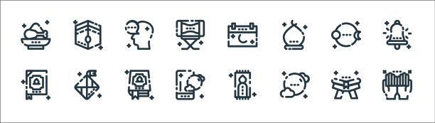 斋月卡里姆线图标线性设置质量线图片下载