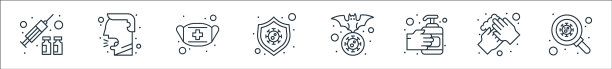 冠状病毒线图标线性集质量线图片下载