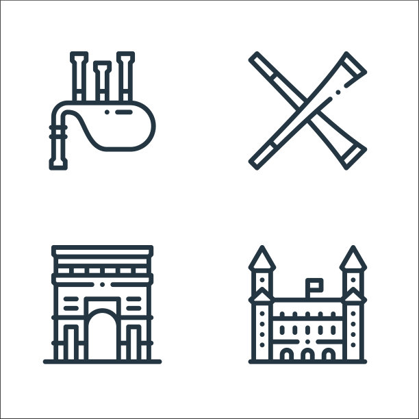 欧洲线图标线性集质量线集图片下载