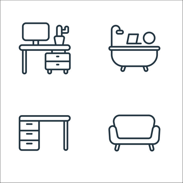 家庭办公线图标线性设置质量线图片下载