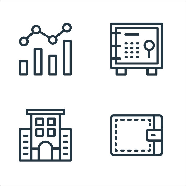 银行和金融线图标线性集质量图片下载