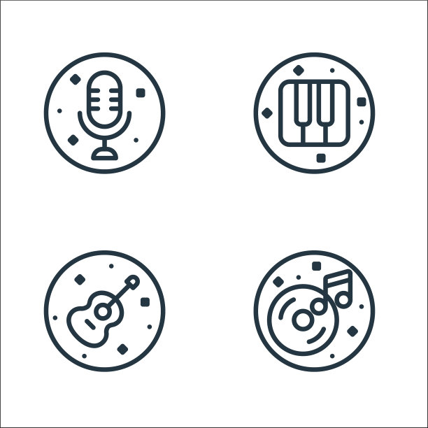 音乐和声音线图标线性集质量图片下载