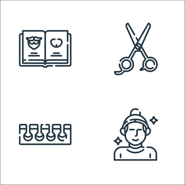 美发和理发线图标线性集图片下载