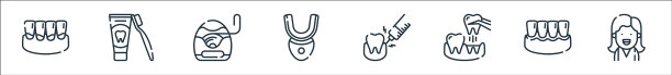 牙科护理线图标线性设置质量线图片下载