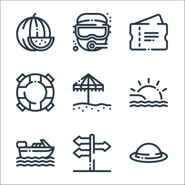 夏季假日线图标线性集质量图片下载