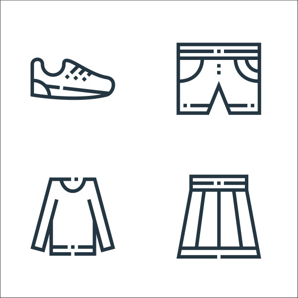 服装和服装系列图标线性设置质量图片下载