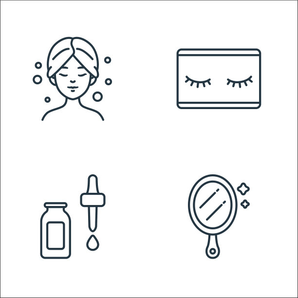美容化妆品系列图标线性设置质量图片下载